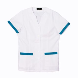 Casaca de trabajo de mujer blanca para uniforme sanitario o servicios