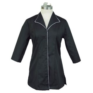 Casaca negra de mujer manga tres cuartos para uniforme de limpieza
