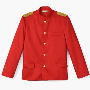 Chaqueta cuello mao roja con galones para uniforme botones de hotel