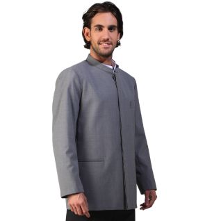 Chaqueta cuello mao de hombre gris-Vittorio Uniformes
