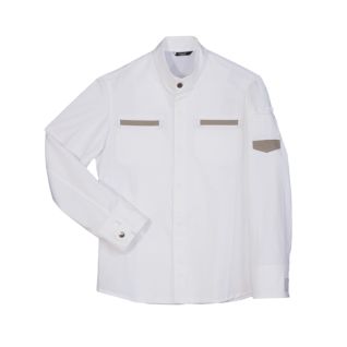 Chaqueta chef hombre cuello mao blanca manga larga-vittorio uniformes