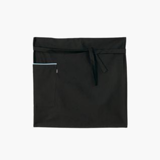 Mandil camarero negro con bolsillo lateral y vivo azul