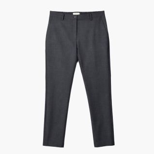 pantalon de vestir con goma en la cintura de mujer gris oscuro