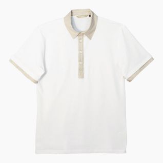 Polo bicolor de hombre. Manga corta beige combinado con blanco