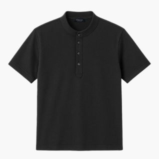 polo cuello mao hombre negro manga corta