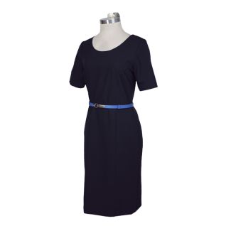 Vestido de oficina azul manga corta-Vittorio Uniformes