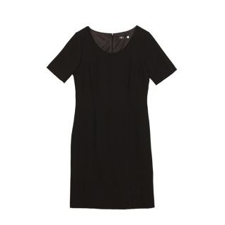 Vestido de oficina negro manga corta-Vittorio uniformes