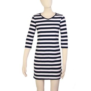 Vestido de punto en rayas azul blanco por vittorio uniformes