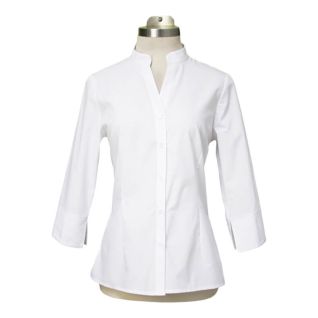 Camisa blanca mujer cuello mao manga tres cuartos