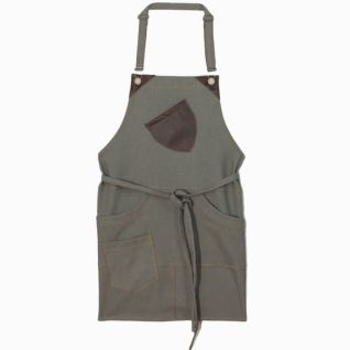delantal vaquero y cuero gris