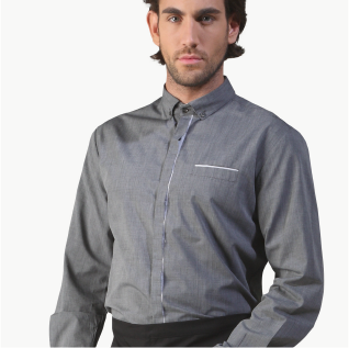 camisa de hosteleria personalizada gris de hombre