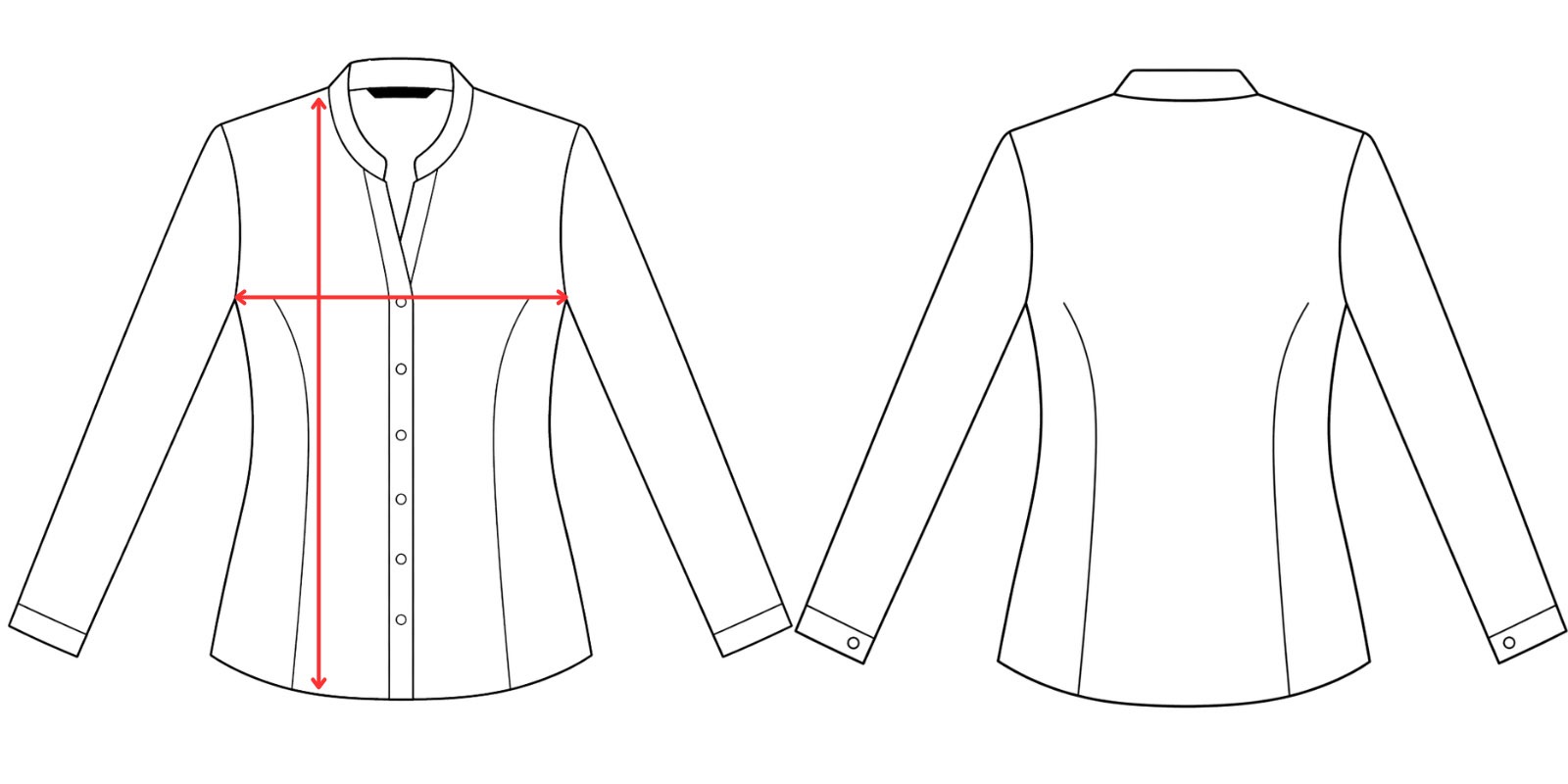 Medidas de la camisa cuello mao de mujer - Vittorio Uniformes