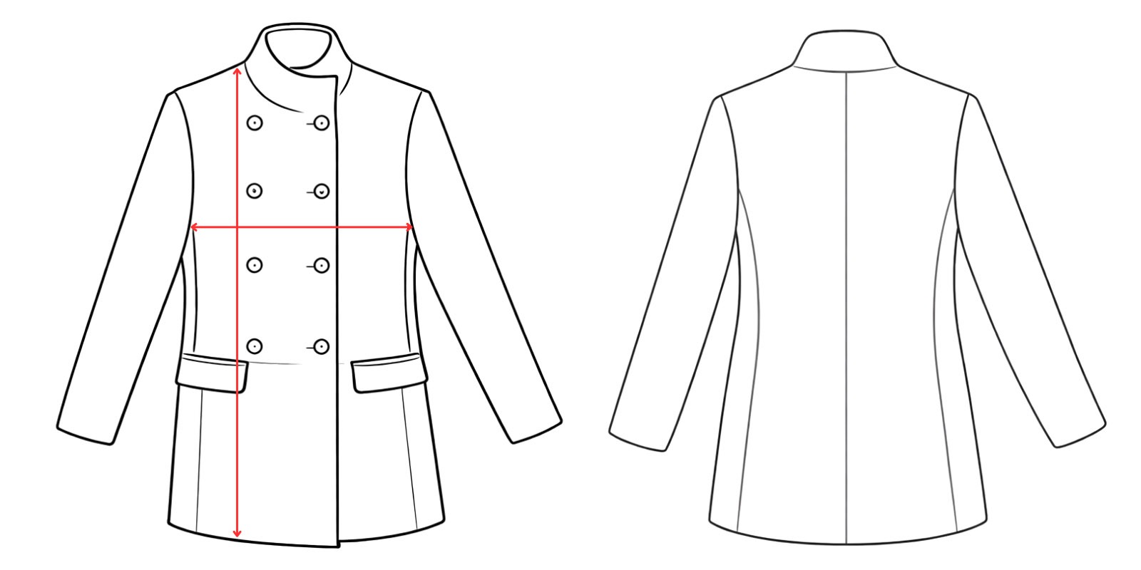 Medidas del abrigo de mujer -Vittorio Uniformes