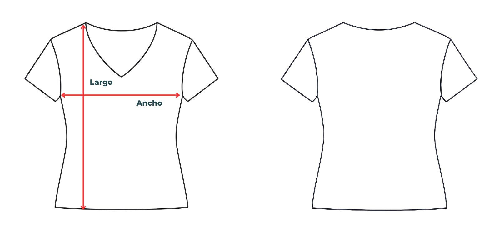 Medidas de la camiseta cuello pico mujer manga corta Vittorio Uniformes