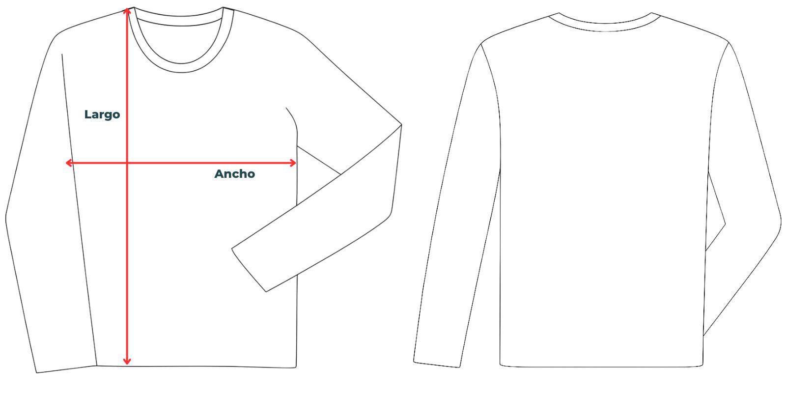 medidas camiseta algodon hombre manga larga vittorio uniformes