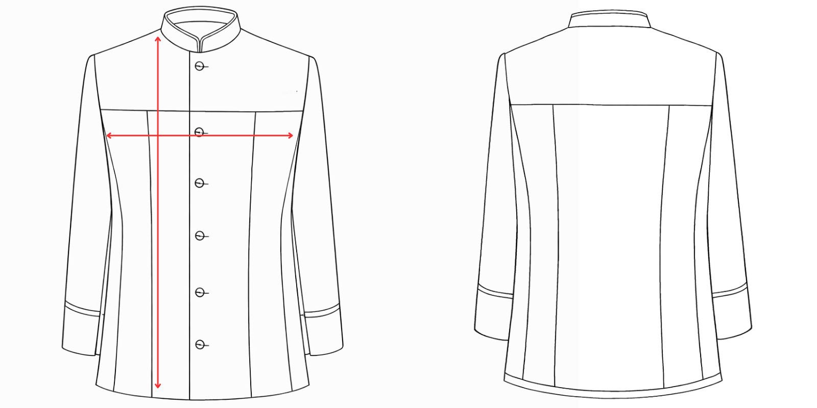 Medidas de la chaqueta cuello mao hombre -Vittorio Uniformes