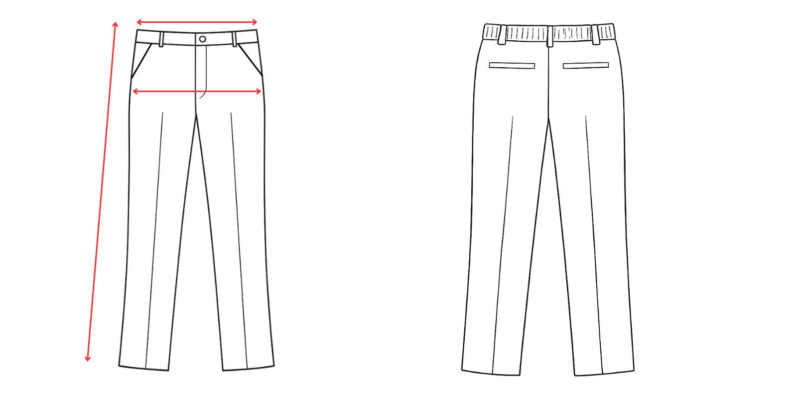 Medidas del pantalon de vestir mujer con goma en cintura -Vittorio Uniformes