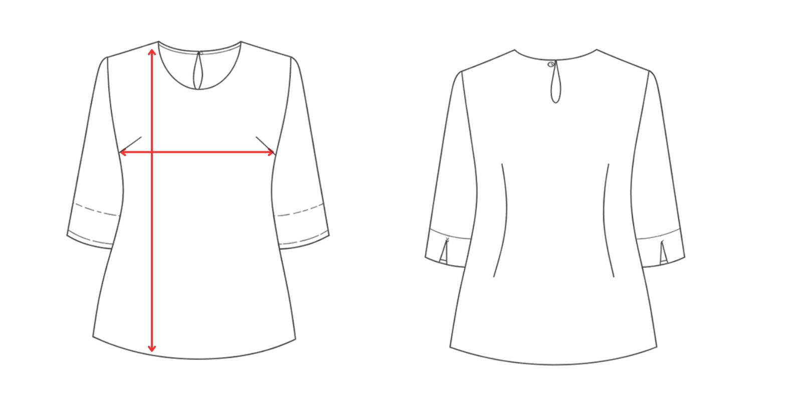 Medidas blusa de vestir mujer manga 3/4- Vittorio Uniformes