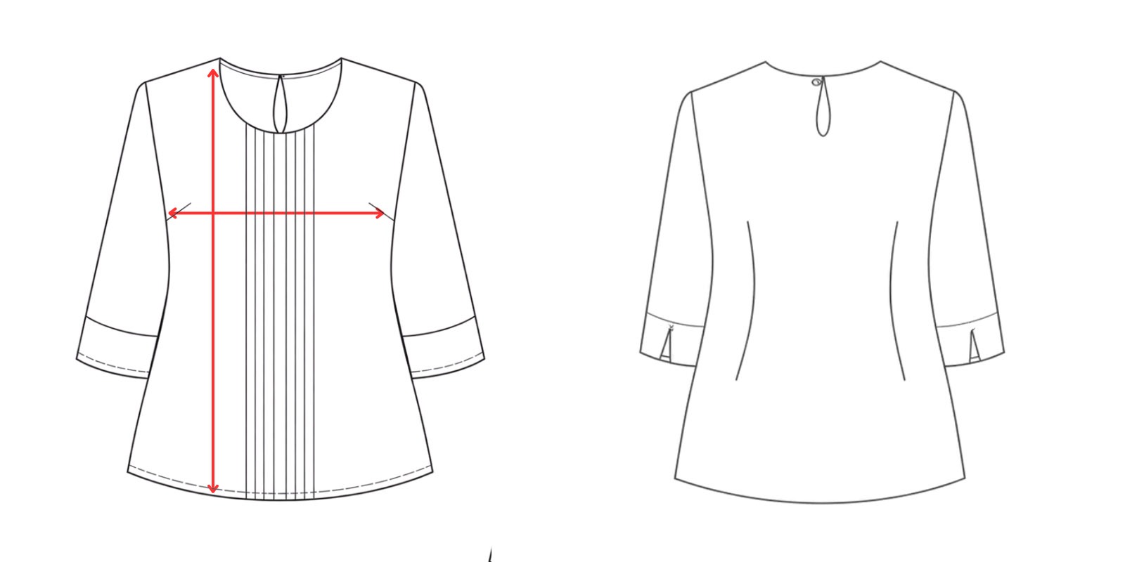 Medidas blusa elegante de mujer- Vittorio Uniformes
