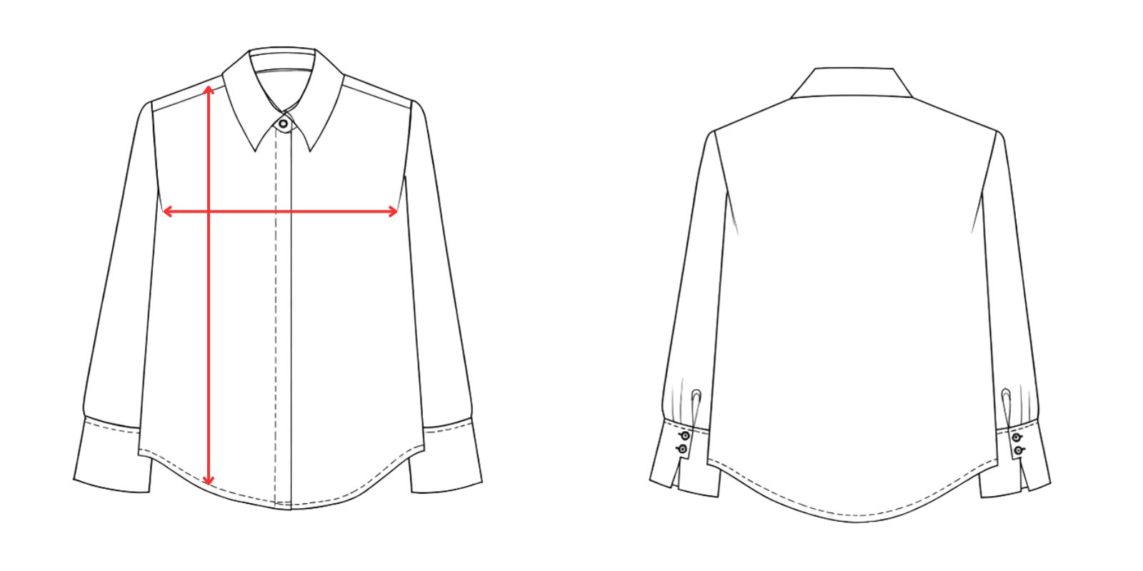 Medidas blusa de vestir elegante mujer - Vittorio Uniformes