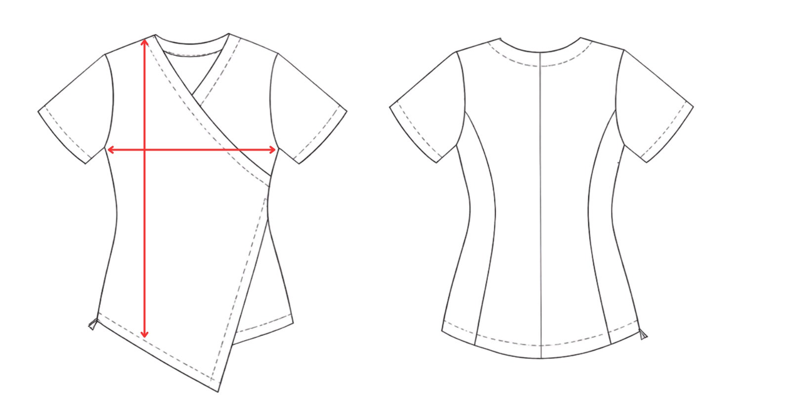 Medidas casaca asimetrica mujer para uniforme spa - Vittorio Uniformes