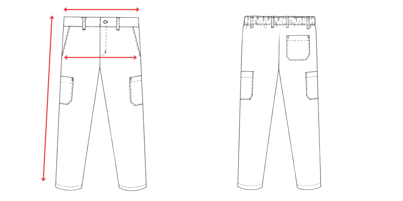 Medidas pantalon de cocinero multibolsillos - Vittorio Uniformes