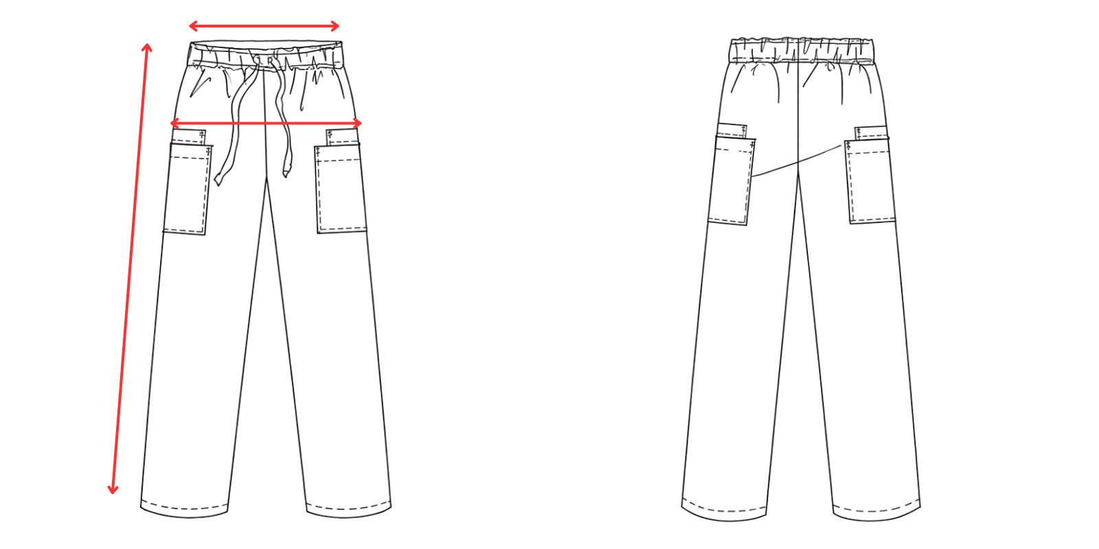 Medidas pantalon de trabajo elastico - Vittorio Uniformes