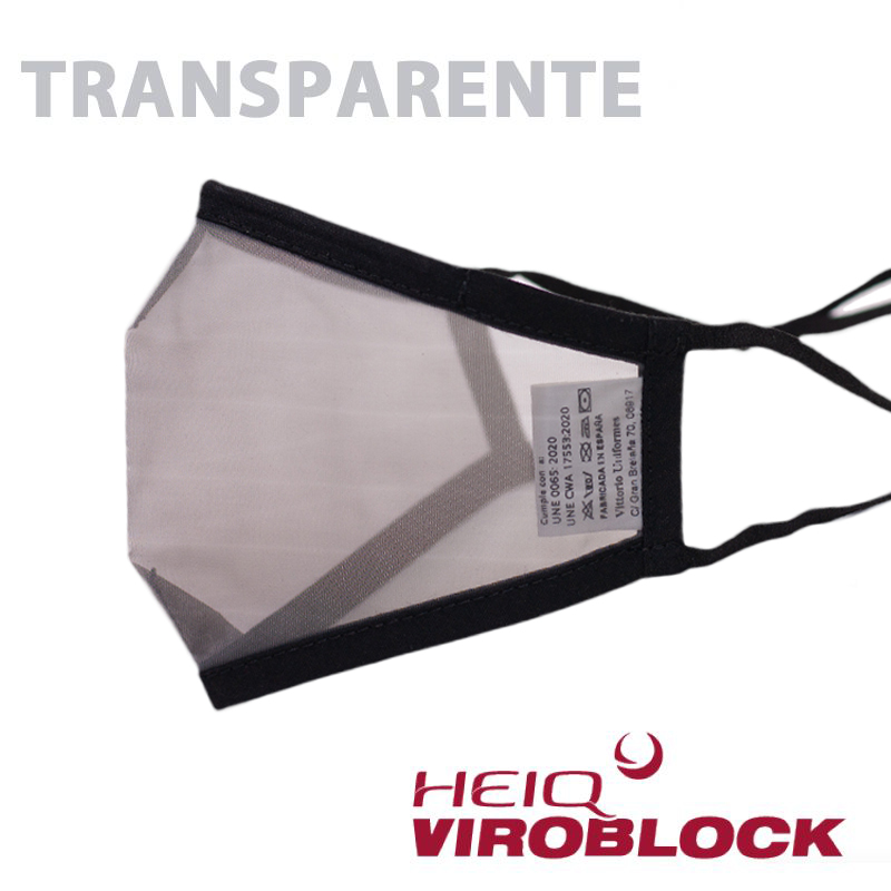 Mascarilla transparente homologada gris | Vittorio Uniformes